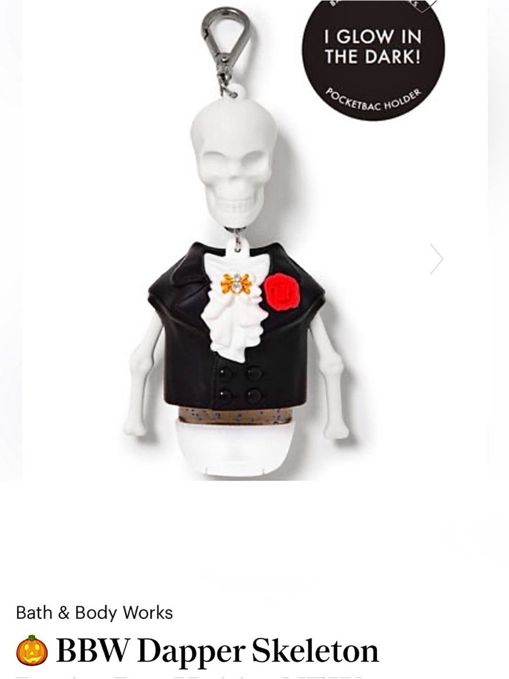 Bath & Body Works Black & White Glow Dapper Skeleton PocketBac Holder